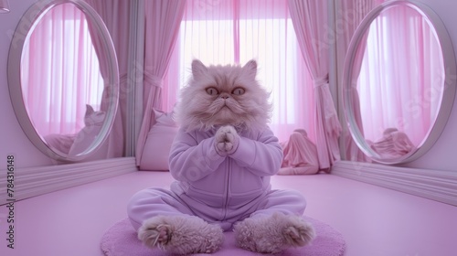 Persian cat in prayer pose ...