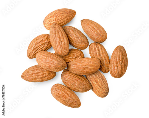 almond heap on white isolated background