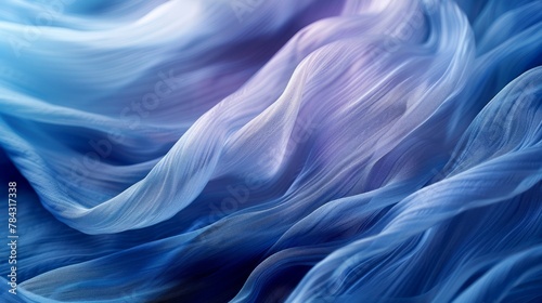 Wavy blue satin fabric texture