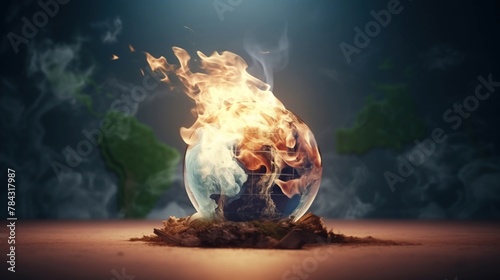 Earth stewing on gas flame, moody ambiance, side angle