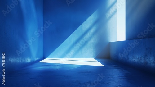 Abstract blue room with light ray