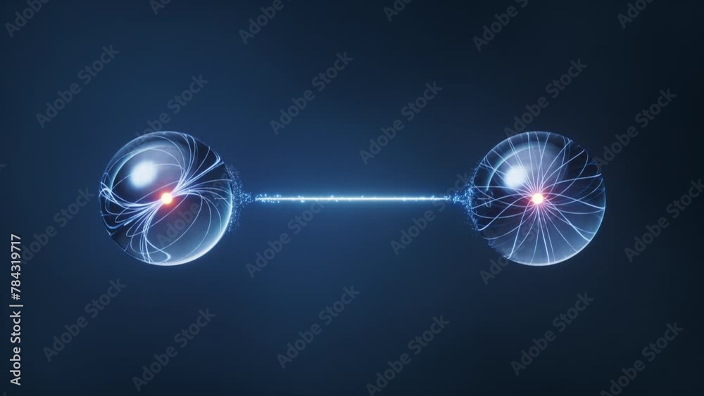 Physics quantum and quantum entanglement, 3d rendering.