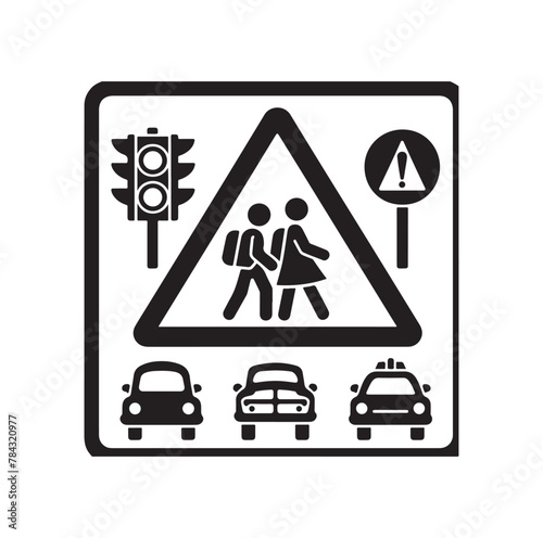 School Traffic Sign, children sign. School crossing, vector illustration