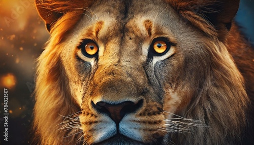 野生のライオンの顔のアップ_03