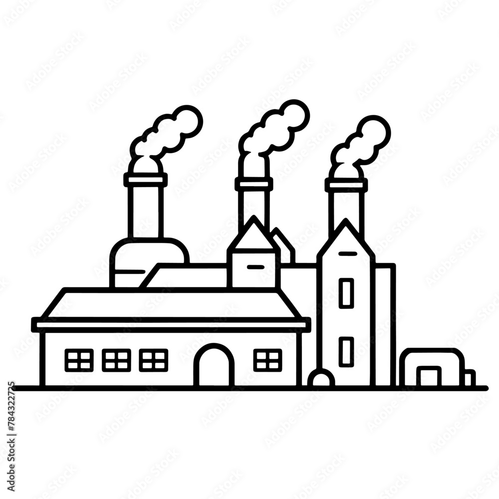 Vector outline icon of a power plant, ideal for energy and industry designs.