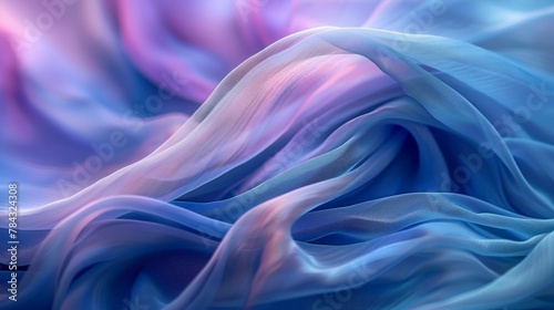 Graceful blue silk fabric in soft motion