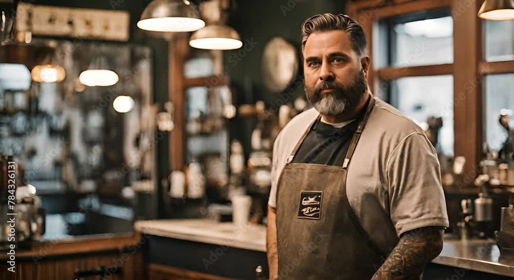 Barber in a hipster barbershop. Barber in a hipster barbershop.