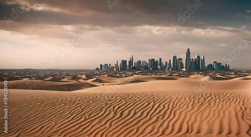 Modern city in the middle of the desert. photo