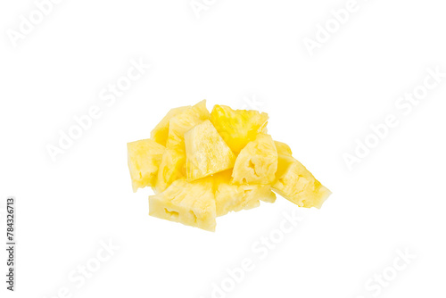 A pile of pineapple pieces. transparent background, Ananas comosus