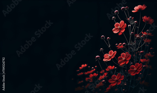 Red poppies on a dark background Generative Ai