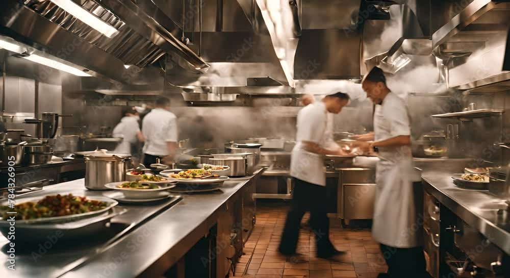 People working in the kitchen. People working in the kitchen.