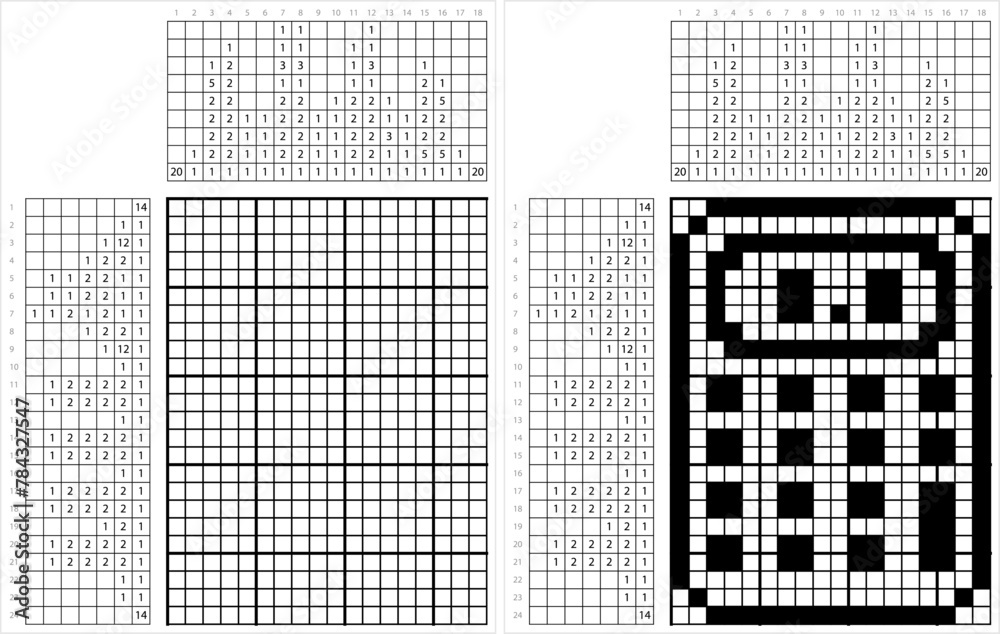 Fototapeta premium Calculator Icon Nonogram Pixel Art M_2112002
