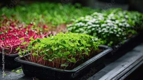 Tray with radish microgreens, ready for slicing and packaging