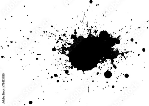 black ink brush splash splatter on white background grunge graphic vector