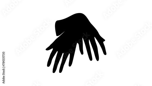 beautiful female hands, black isolated silhouette