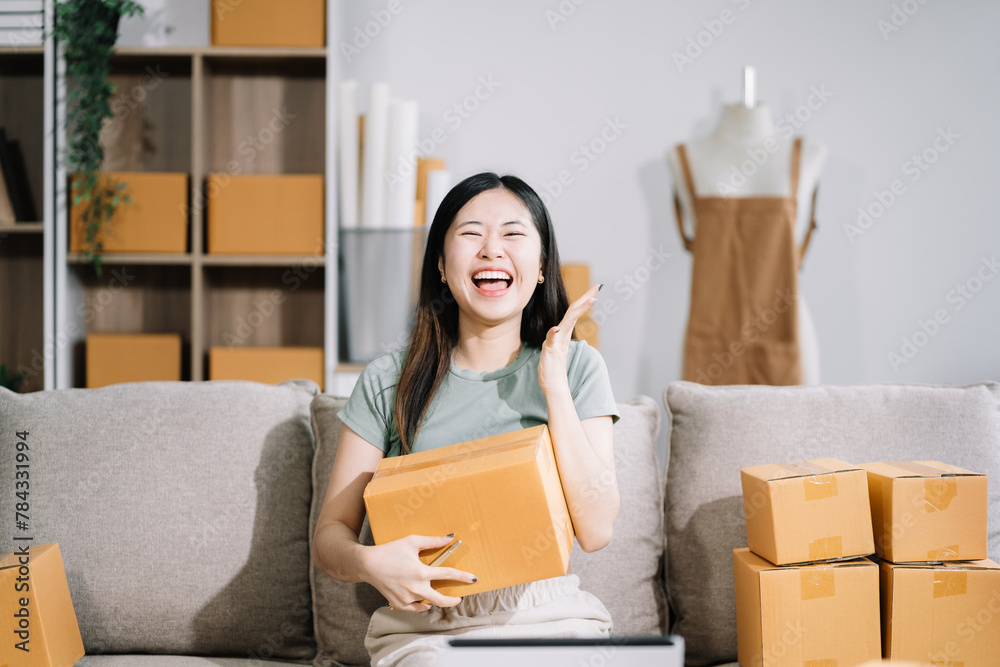 Successful entrepreneur female working at home about online business. Successful entrepreneur female working at home about online business.