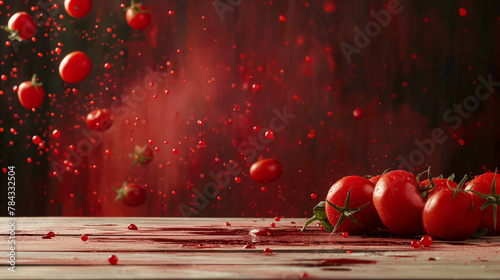 La Tomatina Product Montage: Tomato Sauce Splatter Background photo