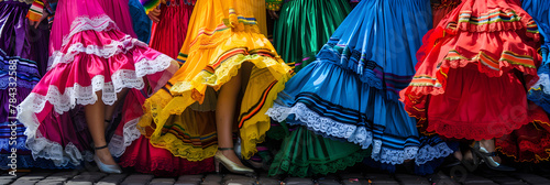 Multi Colored skirts fly during traditional Mexican © john