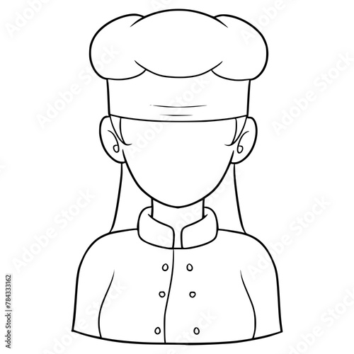 faceless woman chef illustration hand drawn outline vector 