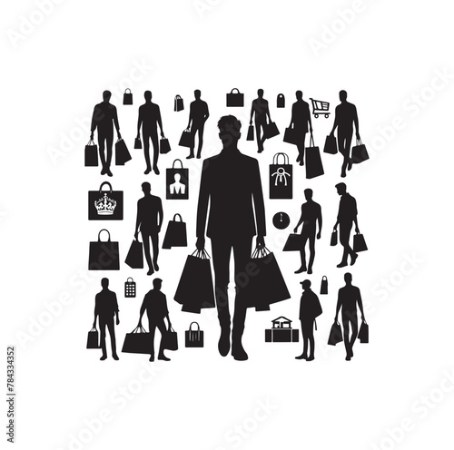 man carrying bags shopping  silhouette vector illustration 