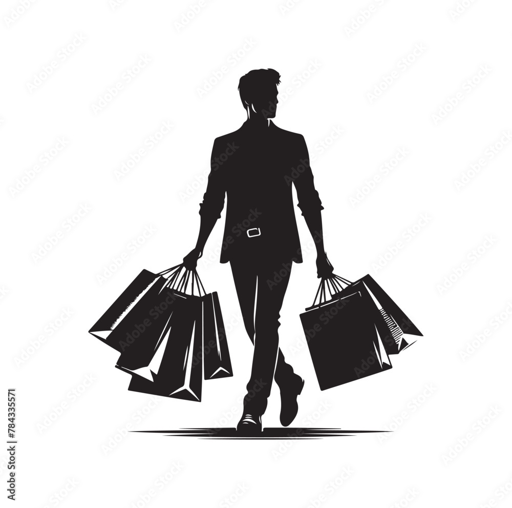 man carrying bags,shopping, silhouette vector illustration man carrying bags,shopping, silhouette vector illustration
