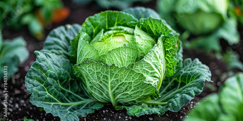 savoy cabbage in a garden photo