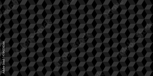 Abstract cubes geometric tile and mosaic wall or grid backdrop hexagon technology wallpaper background. Black and gray geometric block cube structure backdrop grid triangle texture vintage design.