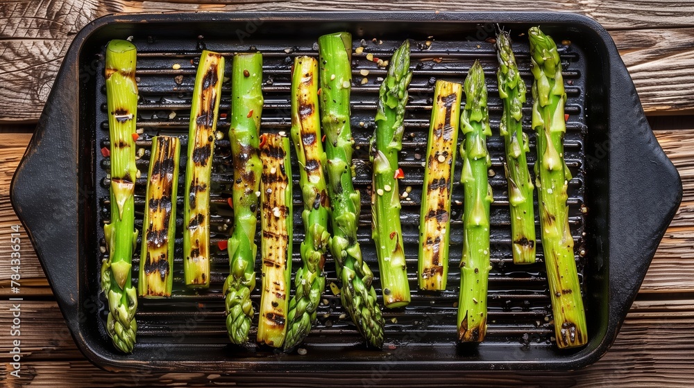 Grilled Asparagus on a Black Grill Pan Grilled Asparagus on a Black Grill Pan