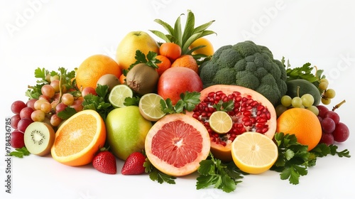Diverse Fresh Fruits Collection on White Backdrop