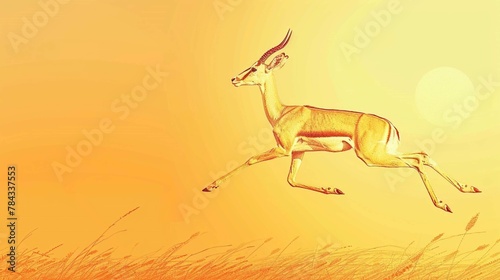  line art sketch of a gazelle