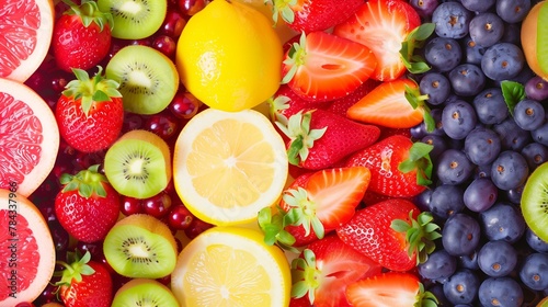 Assorted Fresh Colorful Fruits Background