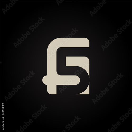 F5 - logo, design element or icon. Letter F and number 5 logotype.