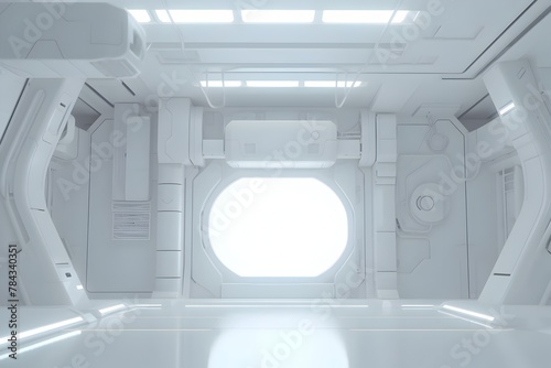 Pristine Futuristic Interior of Advanced Science Fiction Laboratory or Spacecraft