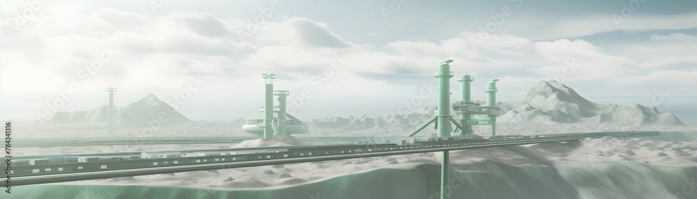 Obraz premium Visionary Futuristic City with Sustainable Networked Infrastructure for Efficient Commuting and Mobility