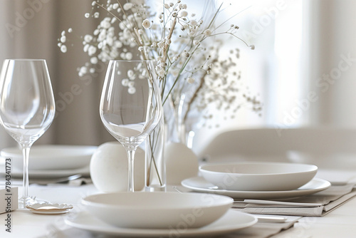 A clean, stark image of a festive table setting for a special occasion photo