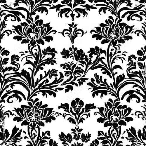 AI generated illustration of black fabric adorned with intricate black floral patterns