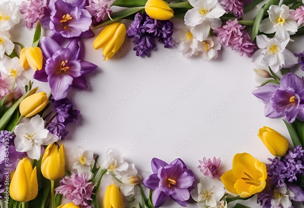 AI generated illustration of flowers artfully arranged in oval frame formation