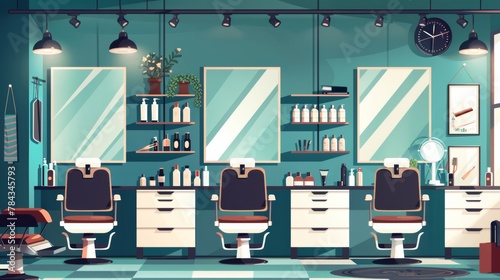 Vector illustrations of interior barbershops photo