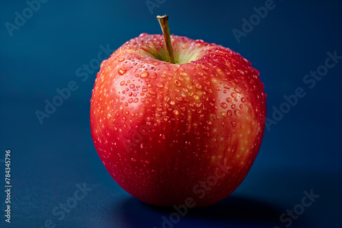 A juicy red apple on a dark blue background 