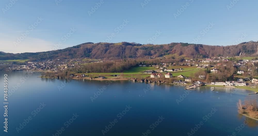 Lake Traunsee Aerial Landscape - Pristine Nature and Beautiful Mountain Scenery. High quality 4k footage Lake Traunsee Aerial Landscape - Pristine Nature and Beautiful Mountain Scenery. High quality 4k footage