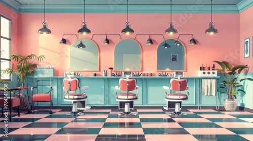 Vector illustrations of interior barbershops photo