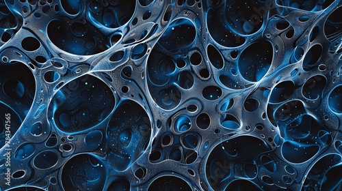 Close-up of a blue bubble-like structure creating a mesmerizing abstract background.