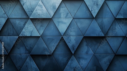 A seamless pattern of blue hexagonal geometric shapes, creating a textured and modern abstract background. photo