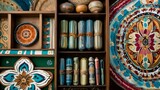AI-generated illustration of a collection of handcrafted decorative items with intricate patterns