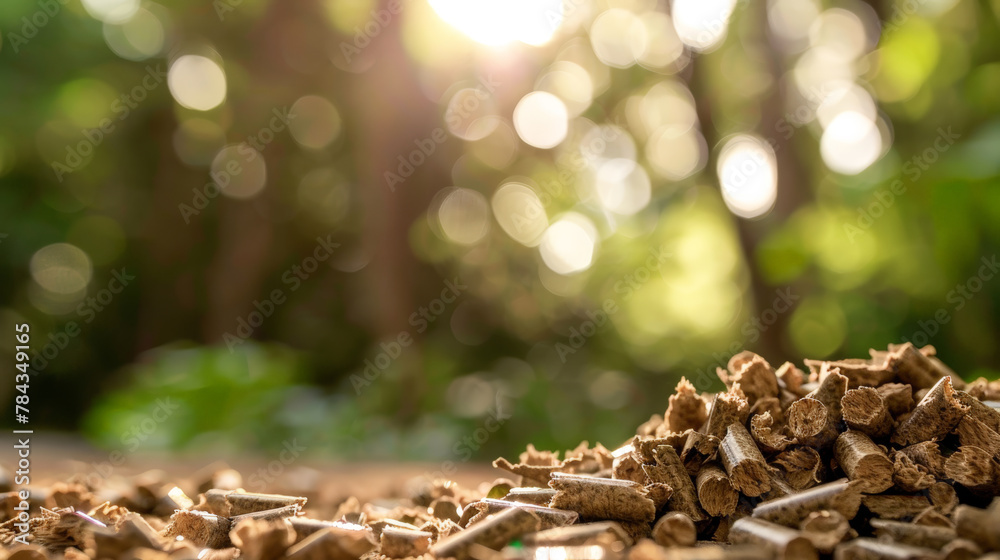 Sustainable Energy: The Power of Wood Pellets. Generative AI - obrazy, fototapety, plakaty 