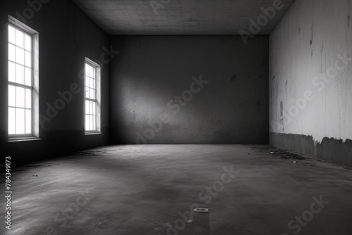AI-generated illustration of An empty dark room photo