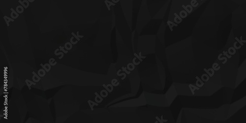 Dark black crumple paper wrinkled poster template ,blank glued creased paper texture background. black paper crumpled backdrop background. used for cardboard. 