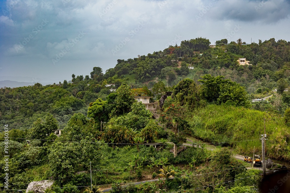 Scenic landscape of mountain forests in Puerto Rico on a cloudy day Scenic landscape of mountain forests in Puerto Rico on a cloudy day