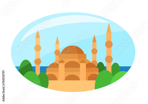Hagia Sophia mosque in Istanbul, abstract travel to Turkey sticker vector illustration
