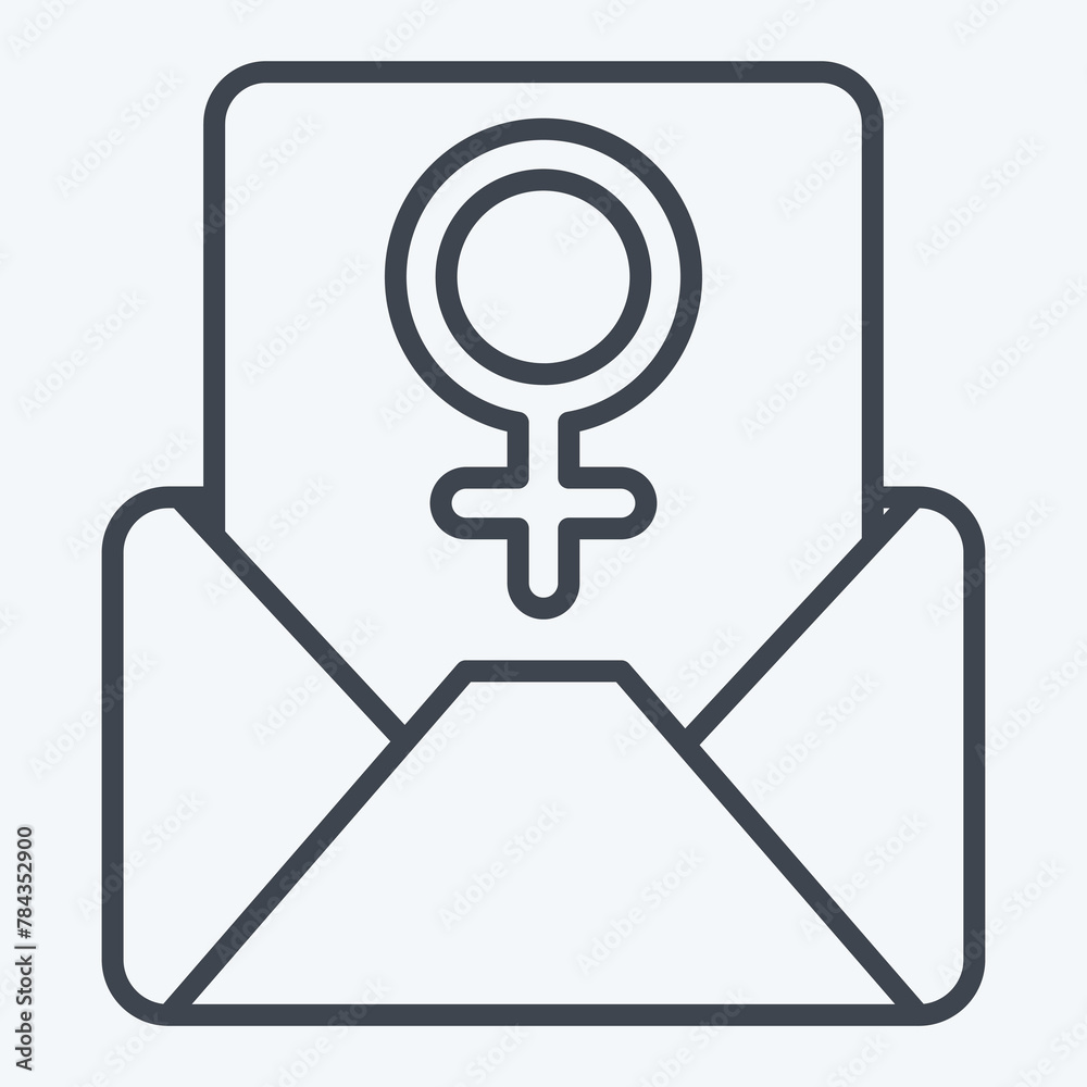 Icon Mail. related to Woman Day symbol. line style. simple design illustration Icon Mail. related to Woman Day symbol. line style. simple design illustration